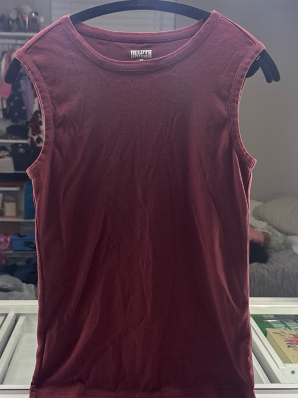 Duluth Trading Co Ribbed Sleeveless Tank - Burgundy
